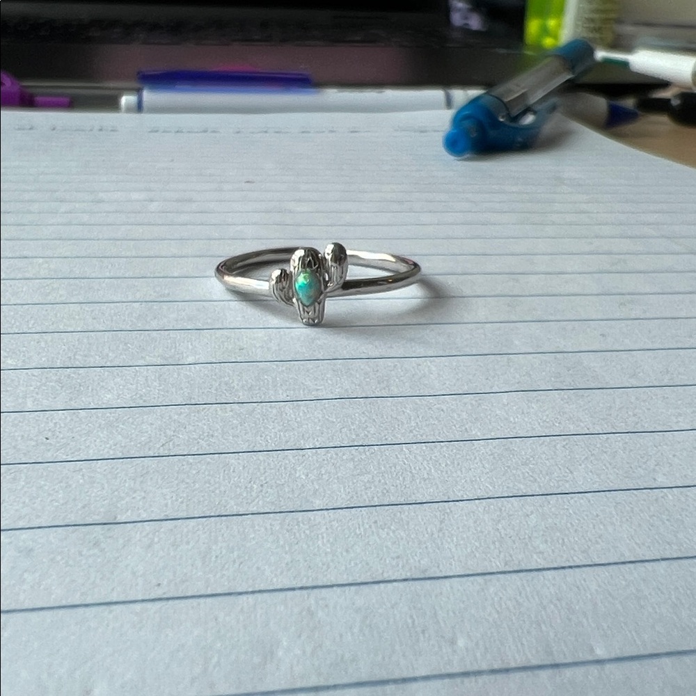 Cactus Sterling Silver Opal Ring - Picture 3 of 5